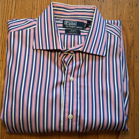 Polo Ralph Lauren Pink/Blue Striped Long Sleeve ButtonDown Cotton Shirt Men Sz L - Picture 5 of 5